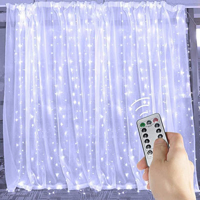 Guirlande de rideau à LED sur la fenêtre USB String Lights Décorations de Noël télécommandées pour la maison